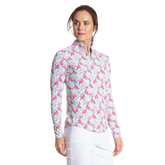 Alternate View 1 of Flamingo Dot Print Sun Protection Quarter Zip Pull Over